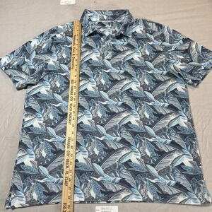 Tommy‎ Bahama Polo Shirt Mens XLarge Blue Floral Golf Rugby Casual
